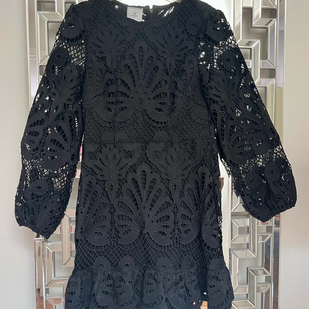 David's Bridal Black Long Sleeve Dress